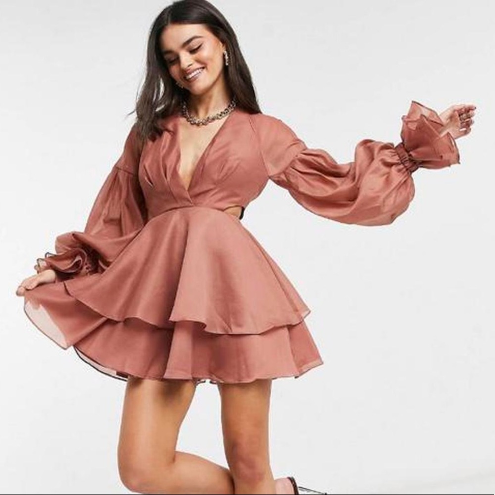 Mauve Pleated Mini Dress